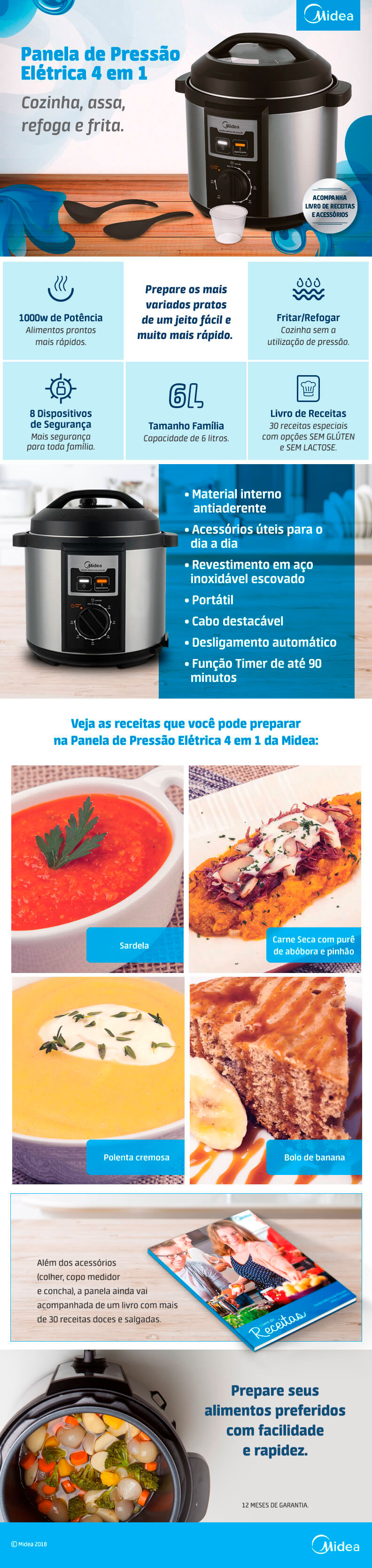 Avaliação de Panela de Pressão Elétrica Midea Inox 6L PPA72