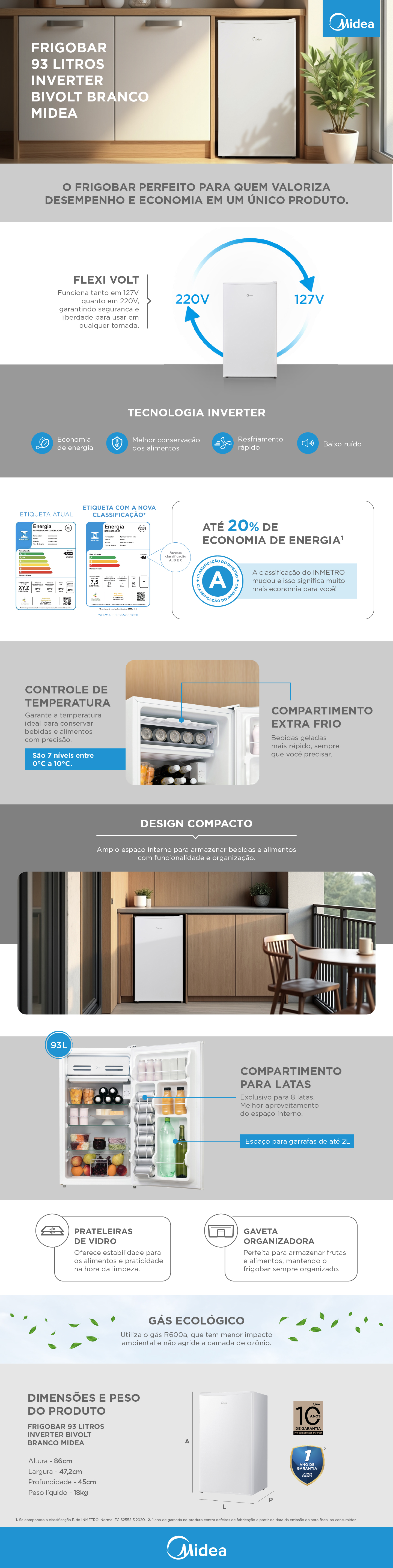 Frigobar Midea Branco MDRD142FGD